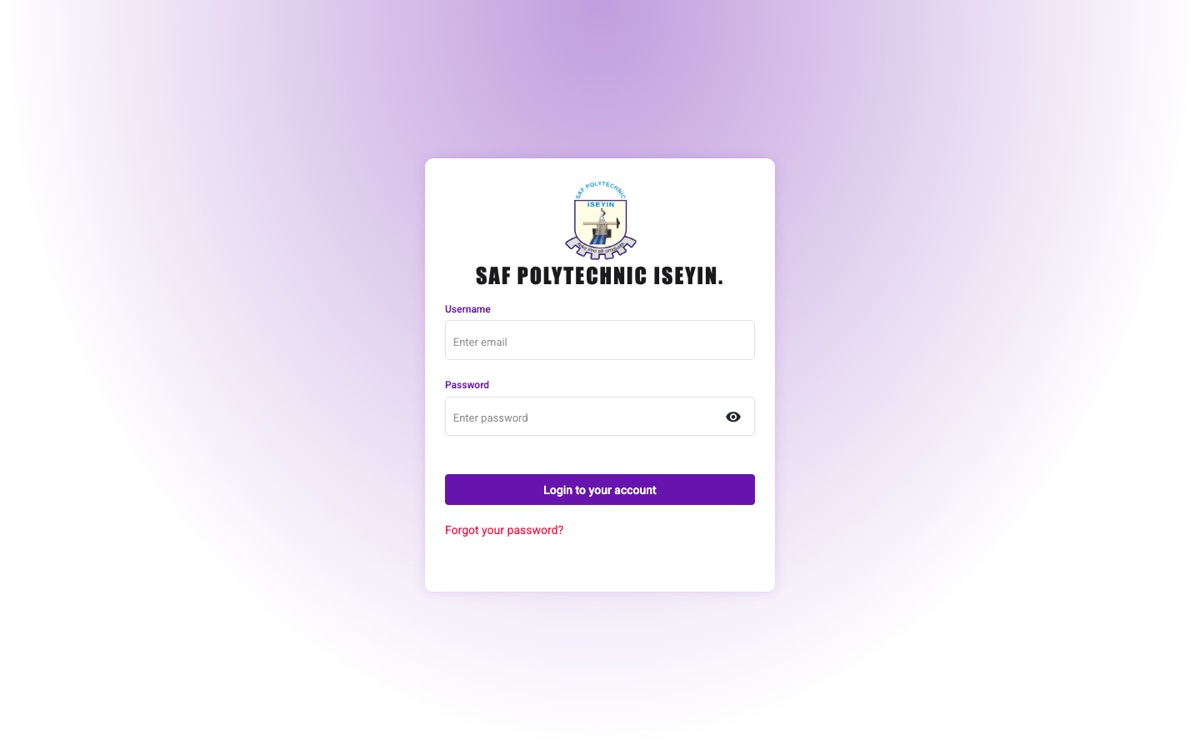 The SAF Polytechnic examiner portal sign-in page